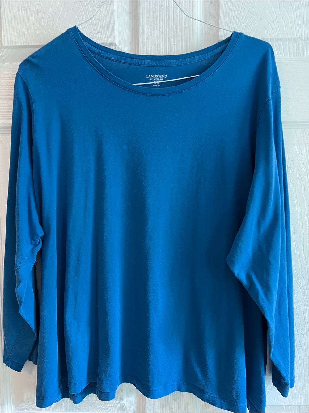 Lands' End Supima cotton Teal-Blue Long Sleeve Crewneck Top
